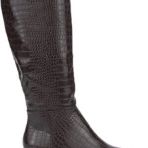 Olivia Miller Faux Crocodile Leather Women's Tall Riding Knee Boots Black Size 6